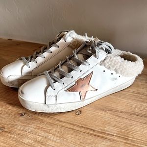 100% authentic Golden Goose Super-Star Sabot, shearling lined, copper star Sz 39